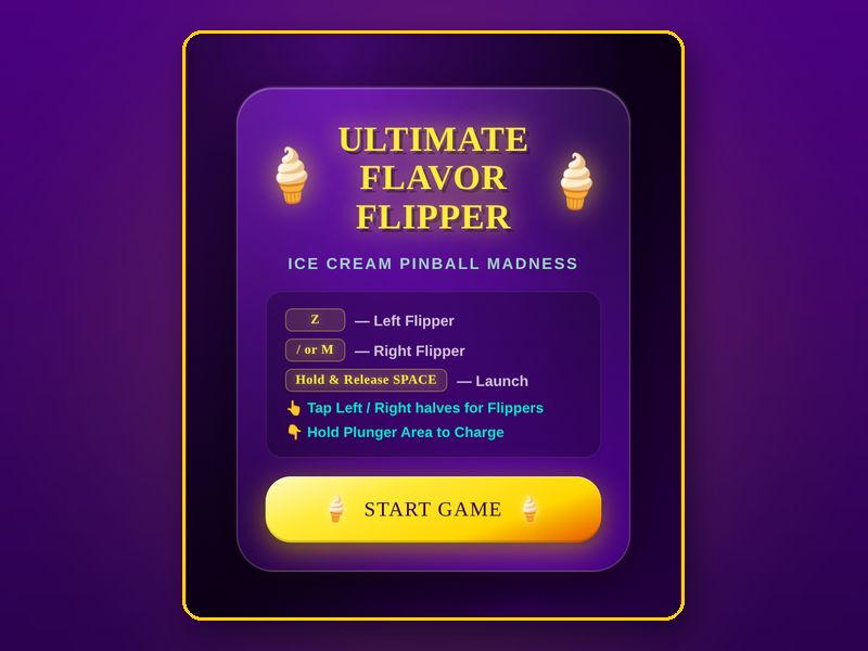 The Ultimate Flavor Flipper pinball title screen