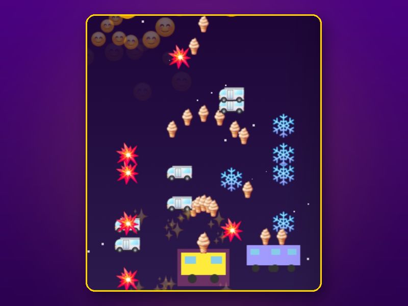 The van defending itself under a starry sky in Ice Cream Invasion