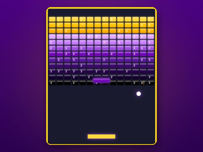 Rows of purple and yellow bricks in Treatbuster